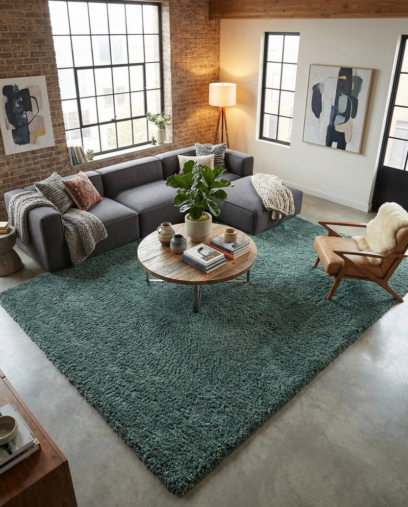 Eternal Plush Oasis Collection Area Rug -  Tranquility (Forest Green) Rectangle Forest Green  lifestyle 21