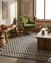 Osian Looms Collection Area Rug - Mumbai Rectangle Black and White  lifestyle 45