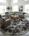 Riviera Elegance Collection Area Rug -  Menton (Black) Round Black  lifestyle 186