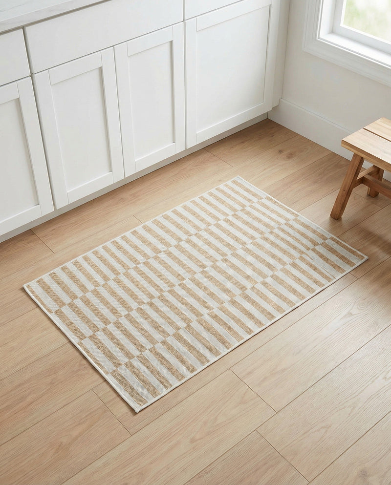 Seaside Stripes Collection Area Rug - Cabana (Taupe) Rectangle Taupe  lifestyle 13