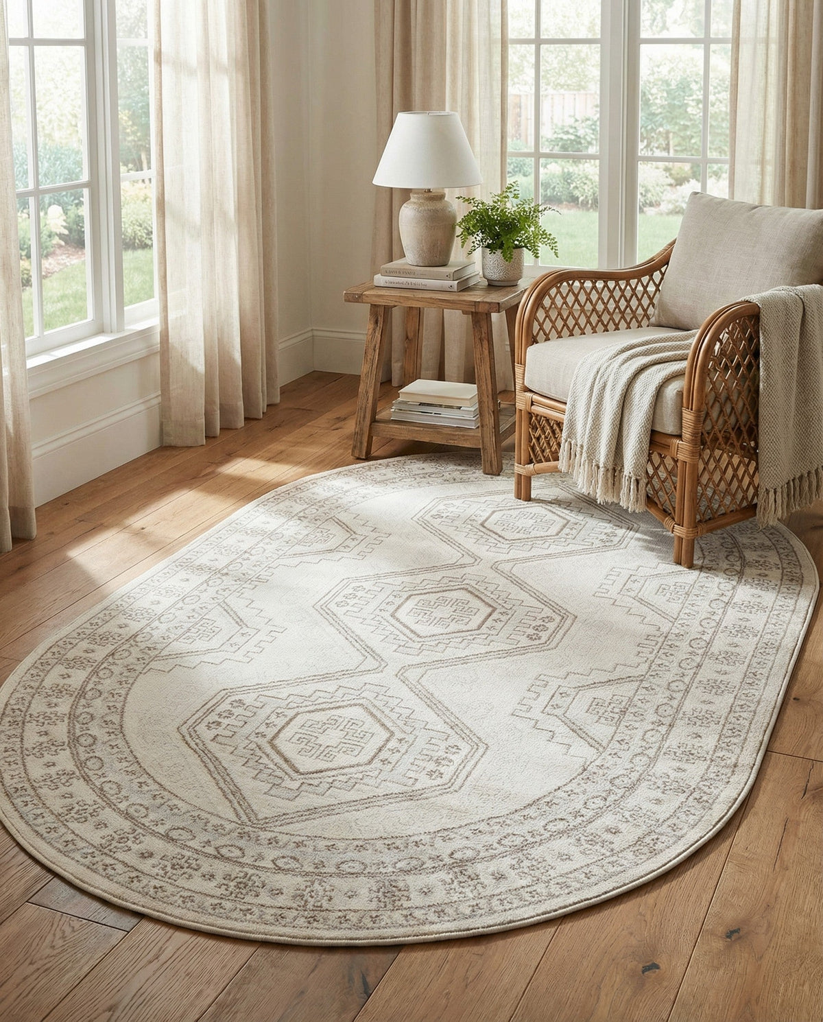 Savannah Elegance Collection Area Rug -  Tybee (Ivory) Oval Ivory  lifestyle 86