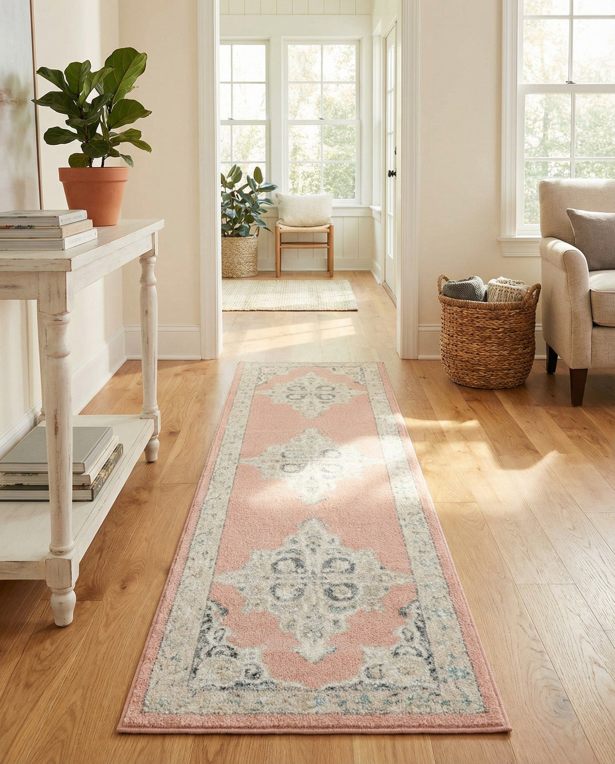Beverly Grove Collection Area Rug -  Fairfax (Rose) Runner Rose  lifestyle 82