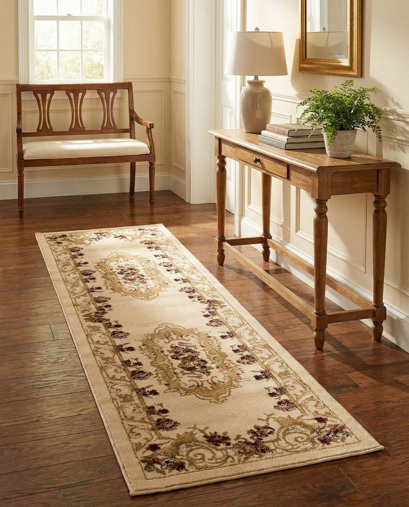 Versailles Elegance Collection Area Rug -  Louveciennes (Cream) Runner Cream  lifestyle 40