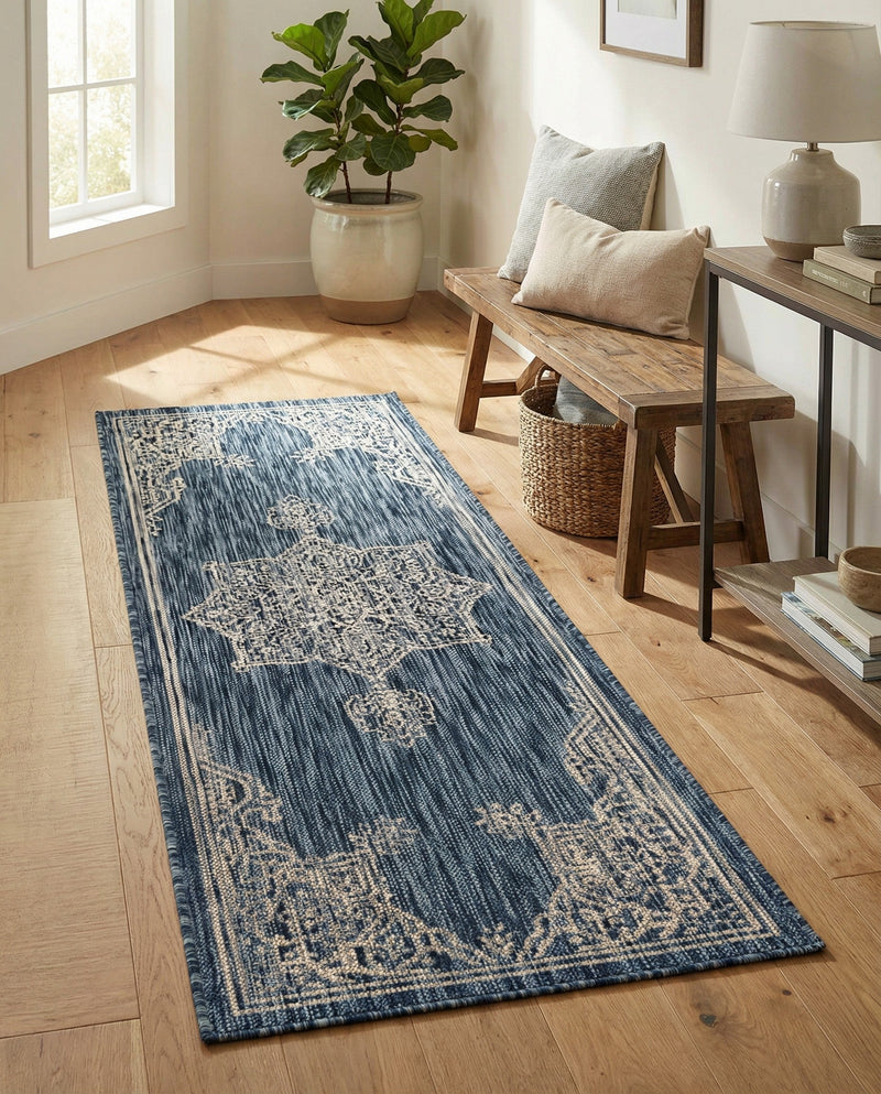 Patio Heritage Collection Area Rug -  Charleston (Blue) Runner Blue  lifestyle 40