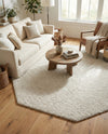 Solid Shag Seaside Collection Area Rug - Azure Cove (Ivory) Octagon Ivory  lifestyle 78