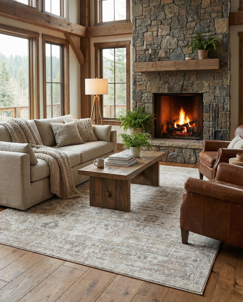 Cascade Range Collection Area Rug -  Shasta (Ivory) Rectangle Ivory  lifestyle 21