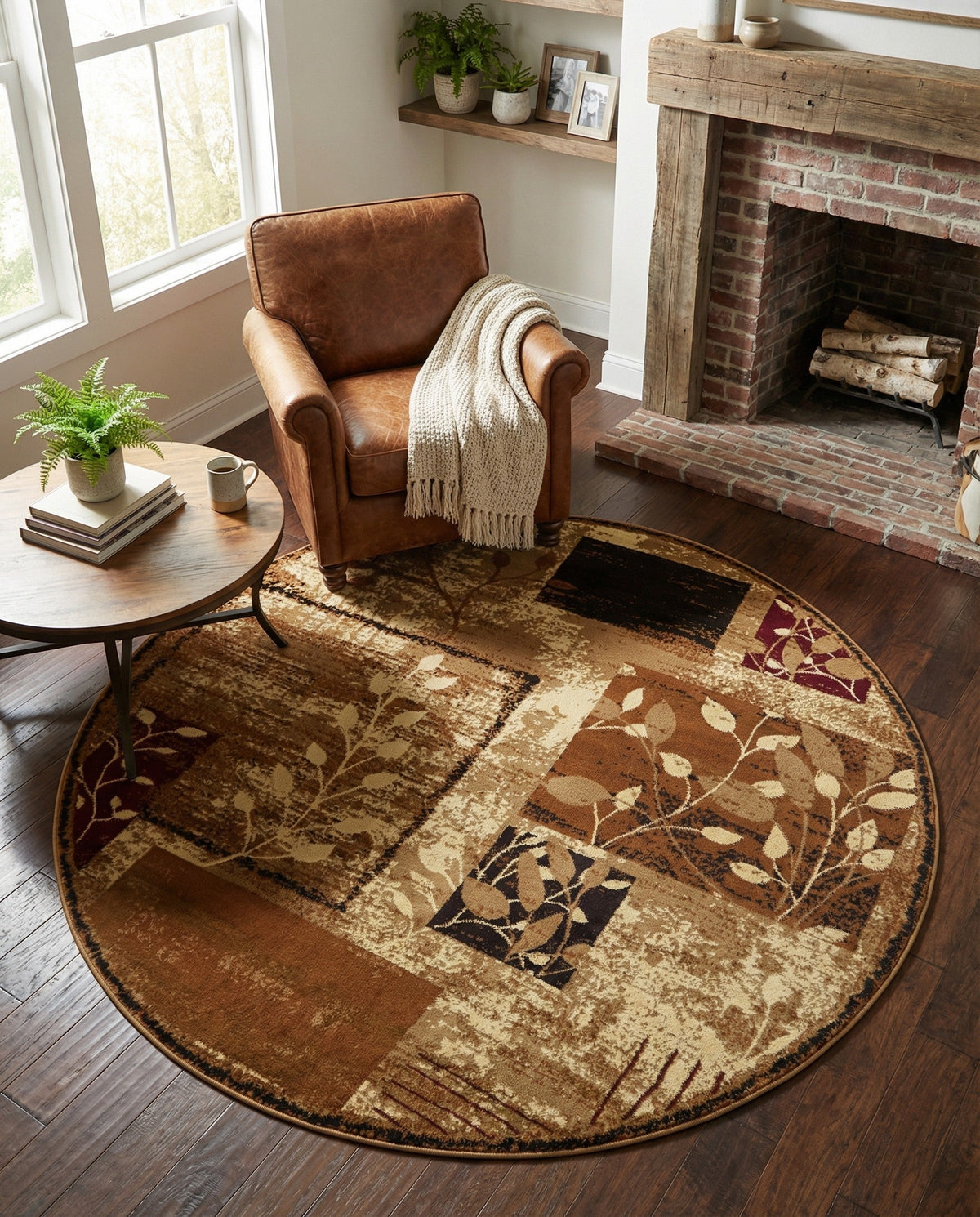 Bistro Lounge Collection Area Rug -  Affogato Round Beige  lifestyle 159