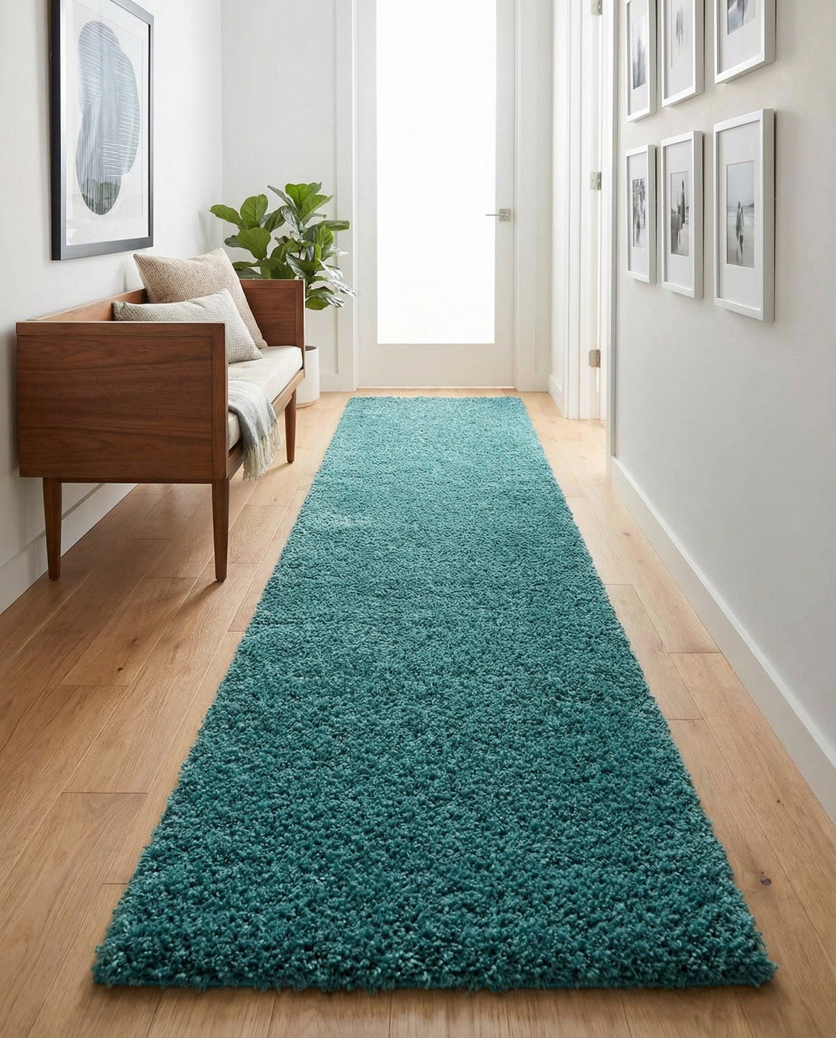 Plush Oasis Collection Area Rug - Serenity (Deep Aqua Blue) Runner Deep Aqua Blue  lifestyle 92