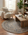 Woven Udaipur Collection Area Rug - Sahara Round Natural  lifestyle 57