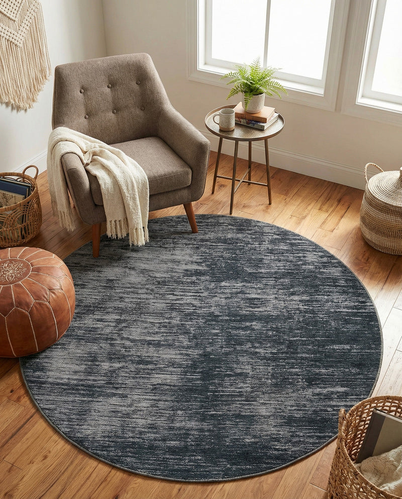 Sahara Essence Collection Area Rug - Oasis (Black) Round Black  lifestyle 67