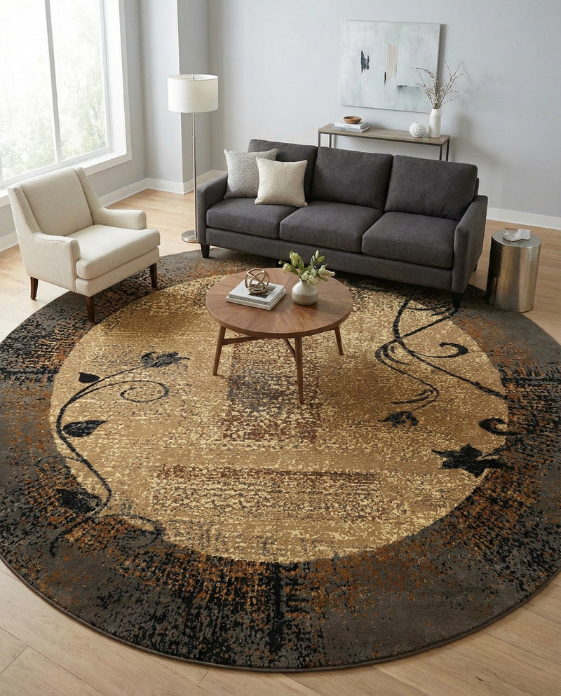 Bistro Lounge Collection Area Rug -  Affogato Round Beige  lifestyle 64
