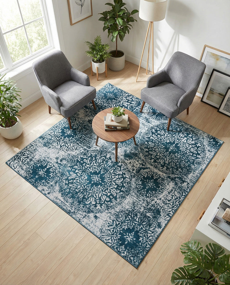 Riviera Elegance Collection Area Rug -  Monaco (Blue) Square Blue  lifestyle 73