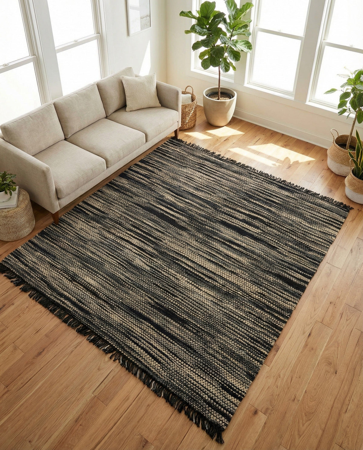 Savannah Jute Collection Area Rug - Nantucket Square Navy Blue and Ivory  lifestyle 97