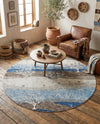 Zagros Shades Collection Area Rug -  Behbahan Round Blue Gray  lifestyle 62