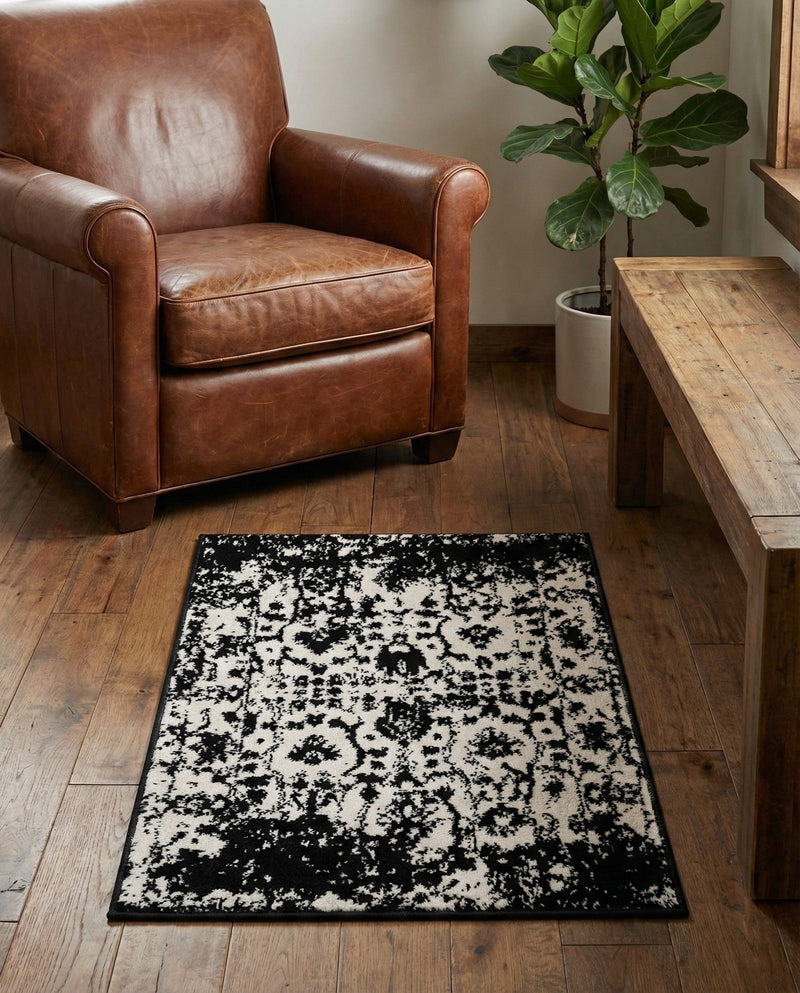 Cascade Range Collection Area Rug -  Shasta (Black and White) Rectangle Black and White  lifestyle 28