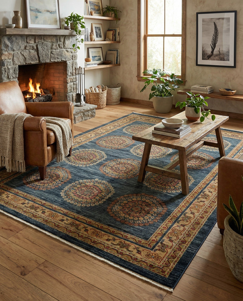 Zagros Oasis Collection Area Rug -  Gilan-e Gharb Rectangle Blue  lifestyle 5