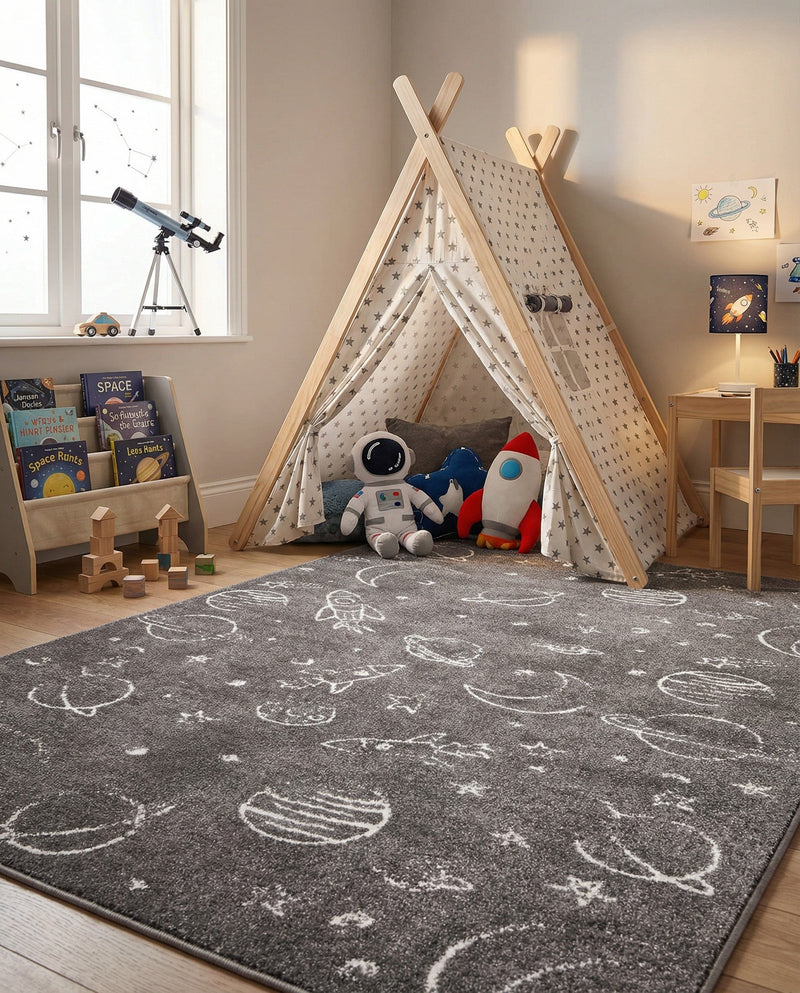 Wonder Tykes Collection Area Rug -  Jigsaw Rectangle Gray  lifestyle 11
