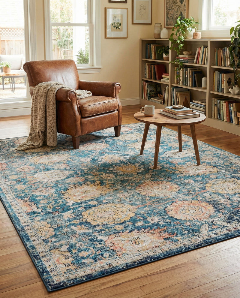 Seville Stripes Collection Area Rug -  Cordoba (Blue) Rectangle Blue  lifestyle 18