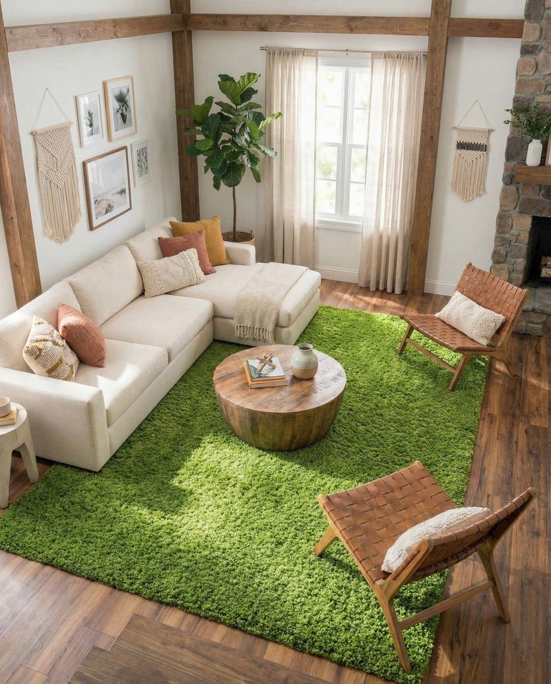Plush Oasis Collection Area Rug - Serenity (Grass Green) Rectangle Grass Green  lifestyle 28