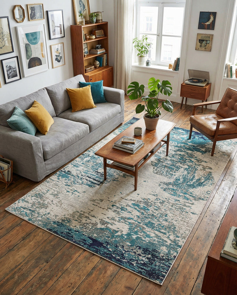 Colorburst Oasis Collection Area Rug -  Tropic Rectangle Blue  lifestyle 27