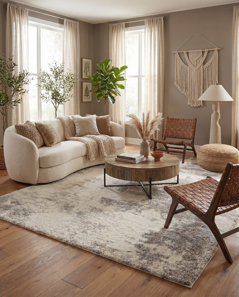 Cozy Haven Shag Collection Area Rug -  Tranquility (Khaki) Rectangle Khaki  lifestyle 15