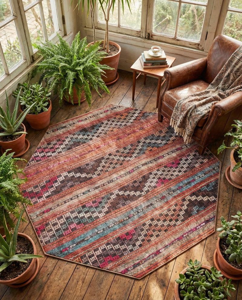 Heritage Elegance Collection Area Rug -  Monticello Octagon Multi  lifestyle 34