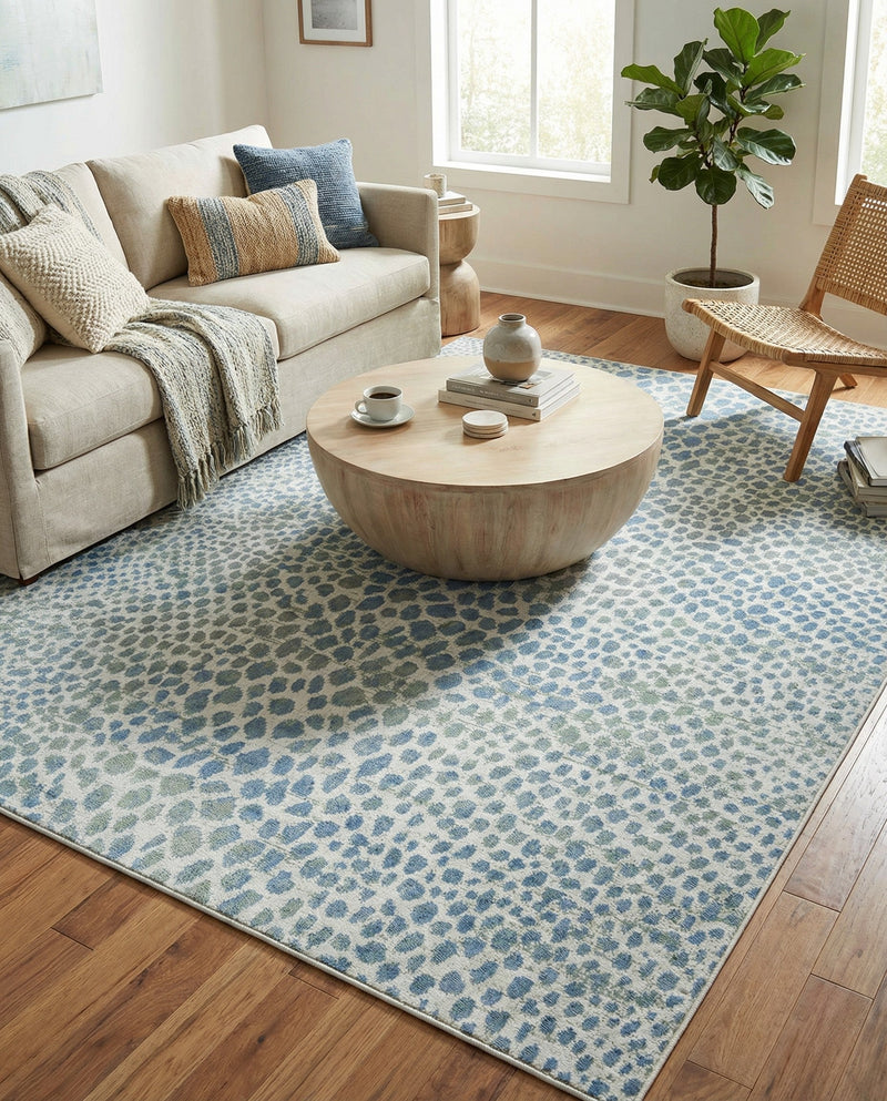 Aegean Elegance Washables Collection Area Rug -  Mykonos Rectangle Ivory Blue  lifestyle 39