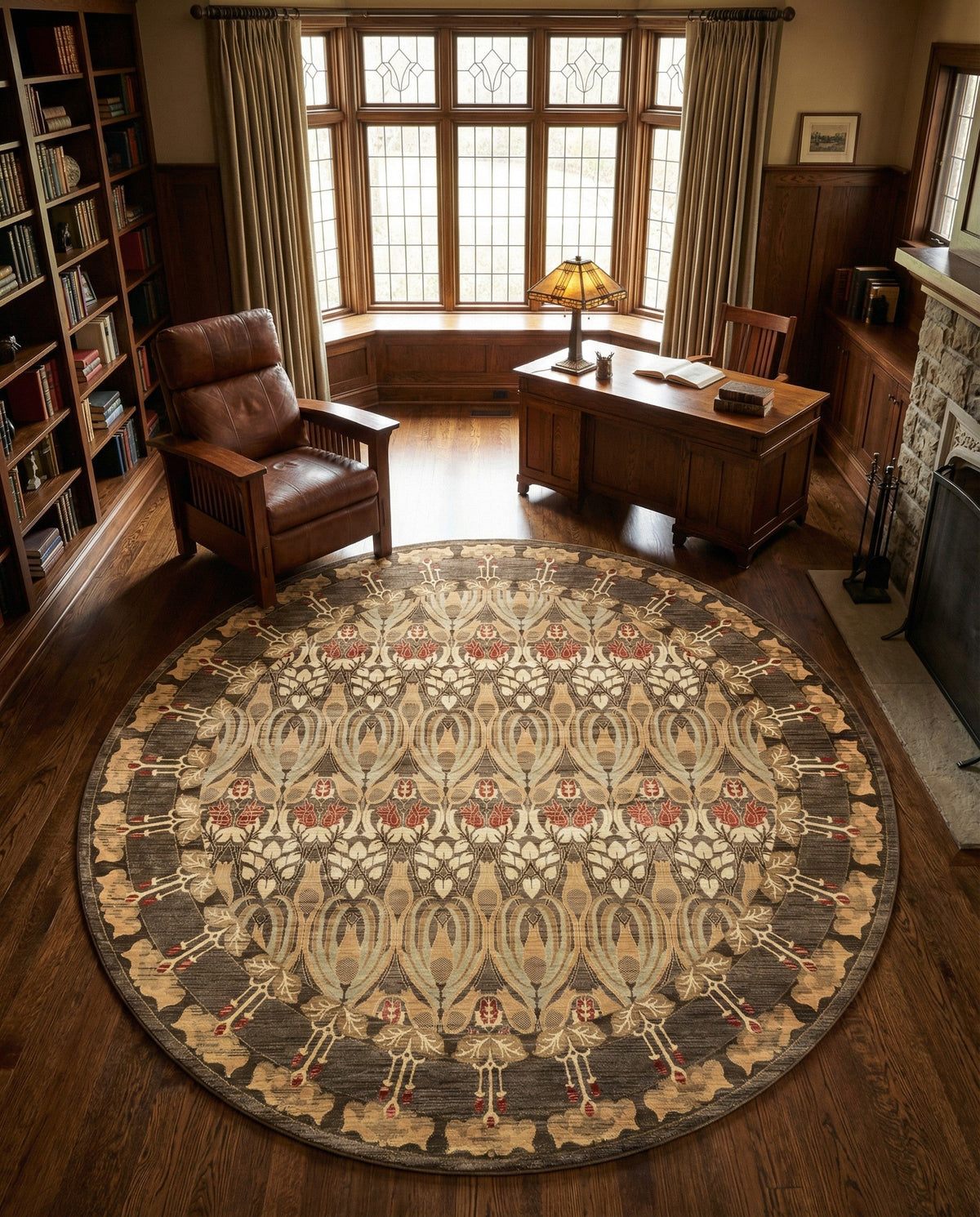 Chelsea Elegance Collection Area Rug -  Brompton (Brown) Round Brown  lifestyle 116