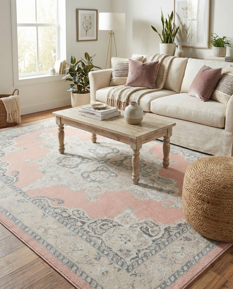 Beverly Grove Collection Area Rug -  Fairfax (Rose) Rectangle Rose  lifestyle 26