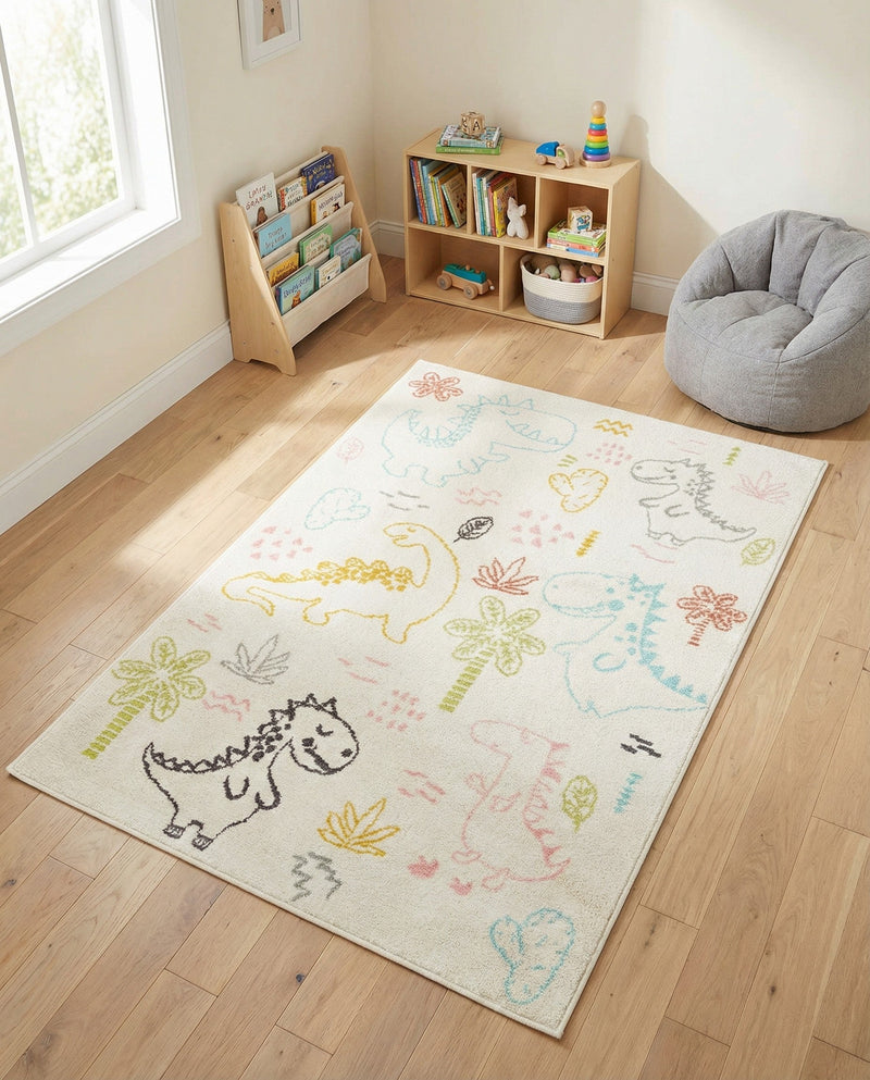 Wonder Tykes Collection Area Rug -  Abstracta Rectangle Ivory  lifestyle 11