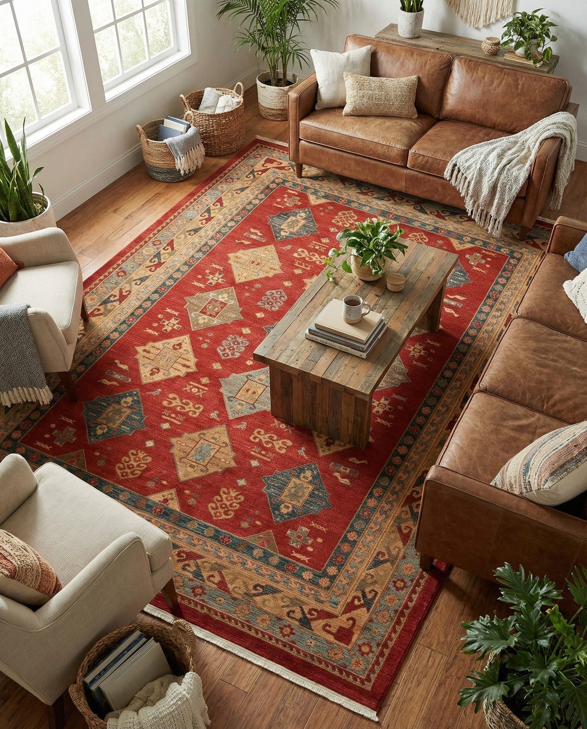 Persian Elegance Collection Area Rug -  Tabriz Rectangle Red  lifestyle 10