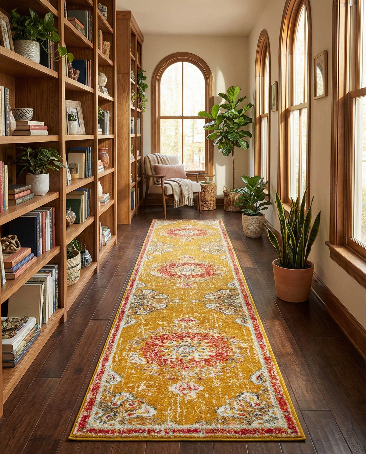 Brighton Terrace Collection Area Rug - Hove (Gold) Runner Gold  lifestyle 105