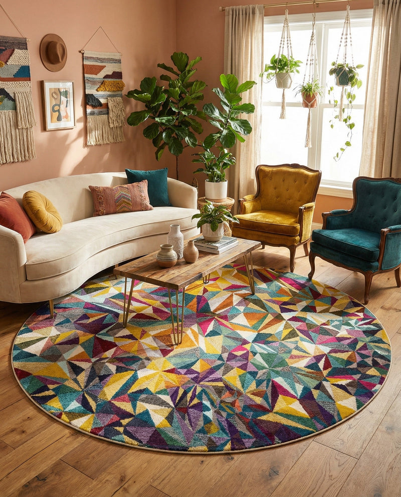 Marrakesh Elegance Collection Area Rug -  Toubkal Round Multi  lifestyle 33