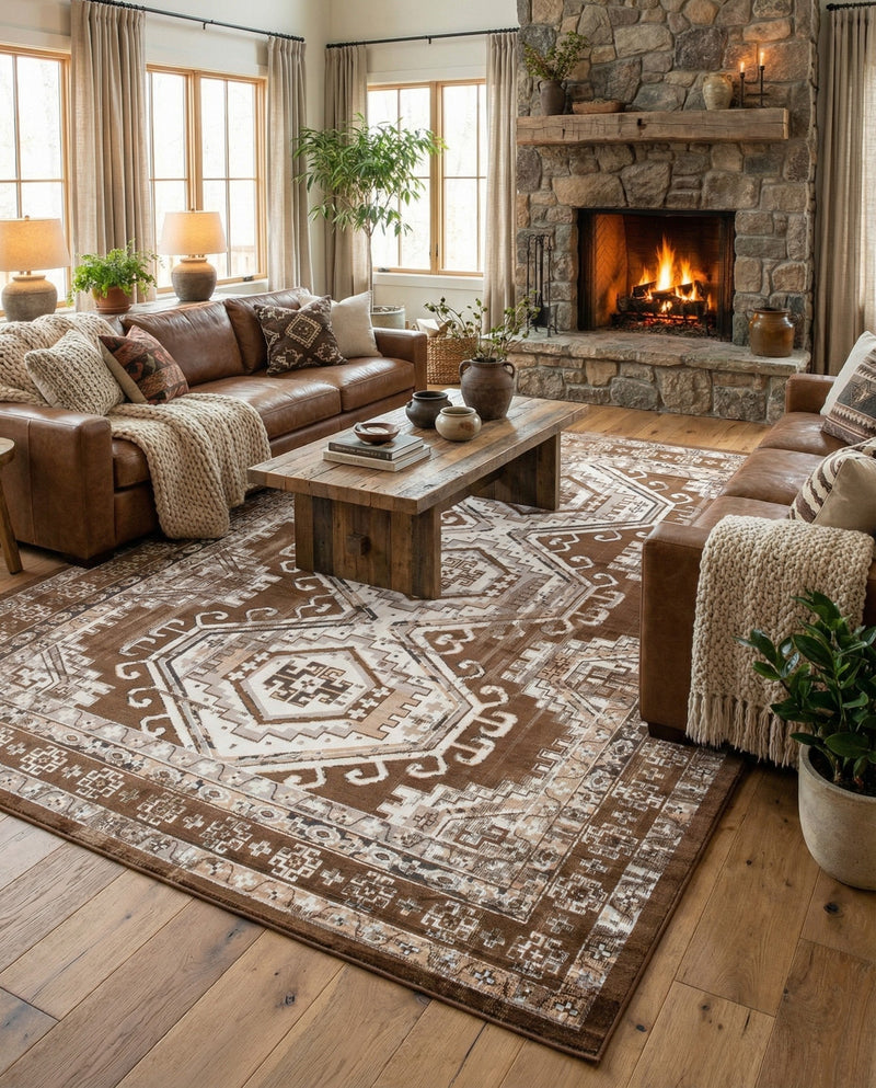 Savannah Elegance Collection Area Rug -  Tybee (Brown) Rectangle Brown  lifestyle 5