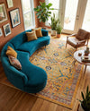 Seville Stripes Collection Area Rug -  Malaga (Yellow) Rectangle Yellow  lifestyle 7