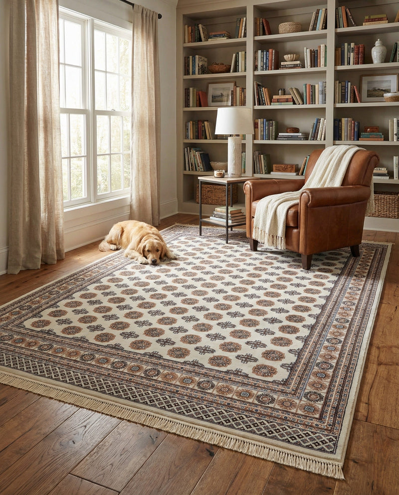 Samarkand Elegance Collection Area Rug -  Margilan (Ivory) Rectangle Ivory  lifestyle 16