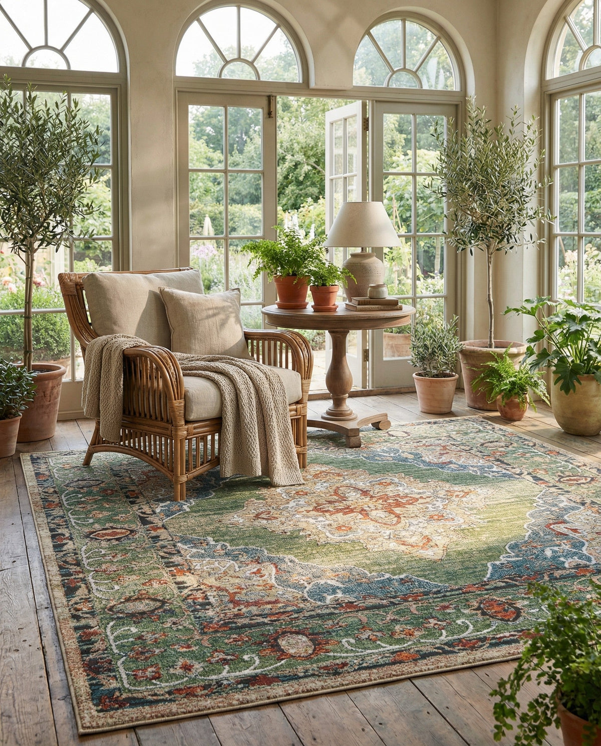 Savannah Soiree Collection Area Rug - Serengeti (Green) Square Green  lifestyle 92