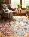 Parisian Elegance Collection Area Rug - Versailles (Pink Gray) Octagon Pink Gray  lifestyle 37