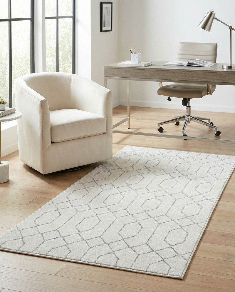 Hollywood Luxe Collection Area Rug - Sunset (White Silver) Rectangle White Silver  lifestyle 20