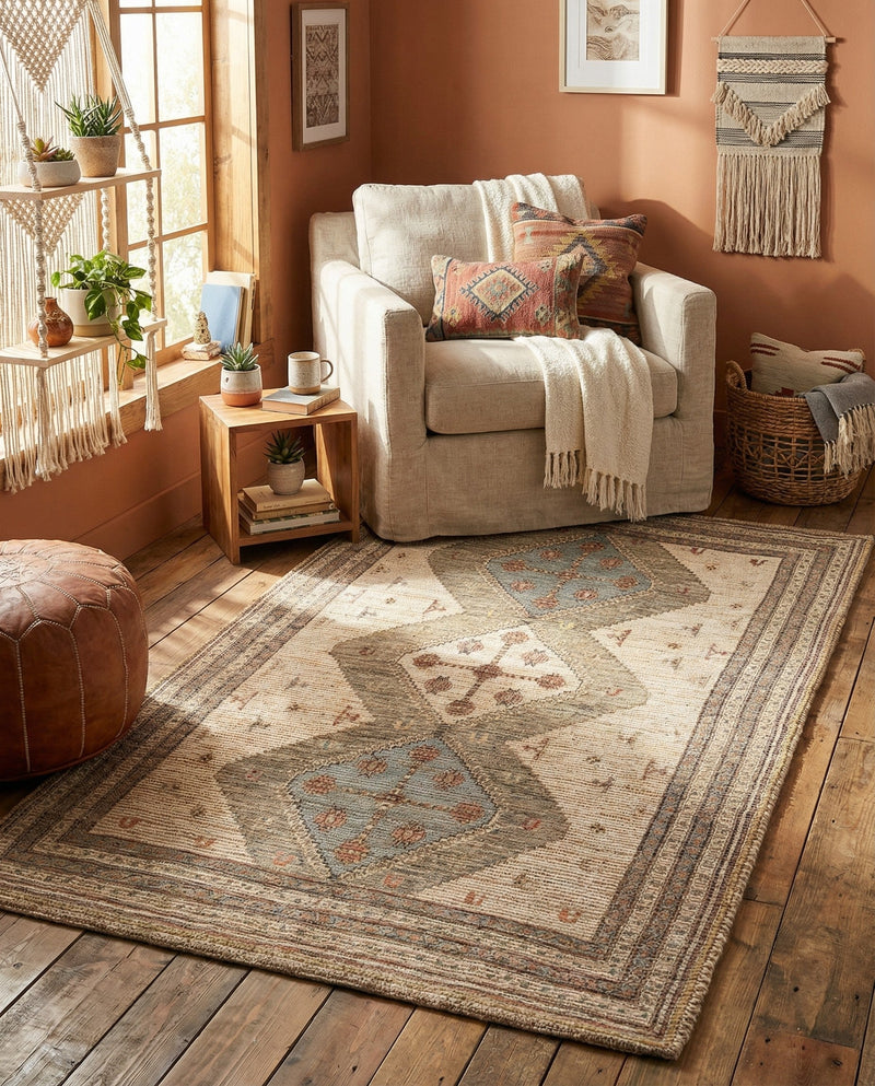 Savannah Threads Collection Area Rug -  Pampas Rectangle Beige  lifestyle 14