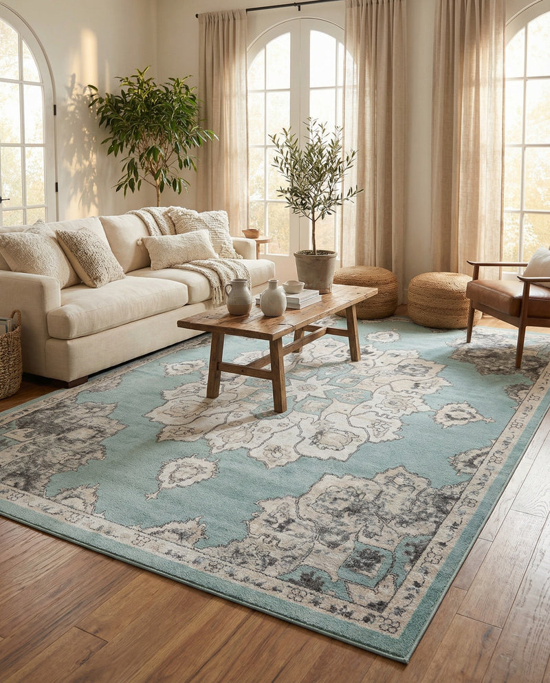 Beverly Grove Collection Area Rug - Melrose (Aqua) Rectangle Aqua  lifestyle 23