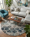 Trellis Mosaic Collection Area Rug -  Pergolatown (Blue Multi) Round Blue Multi  lifestyle 88