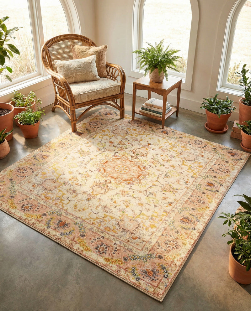Bazaar Chic Collection Area Rug -  Fez Square Ivory and Gold  lifestyle 47