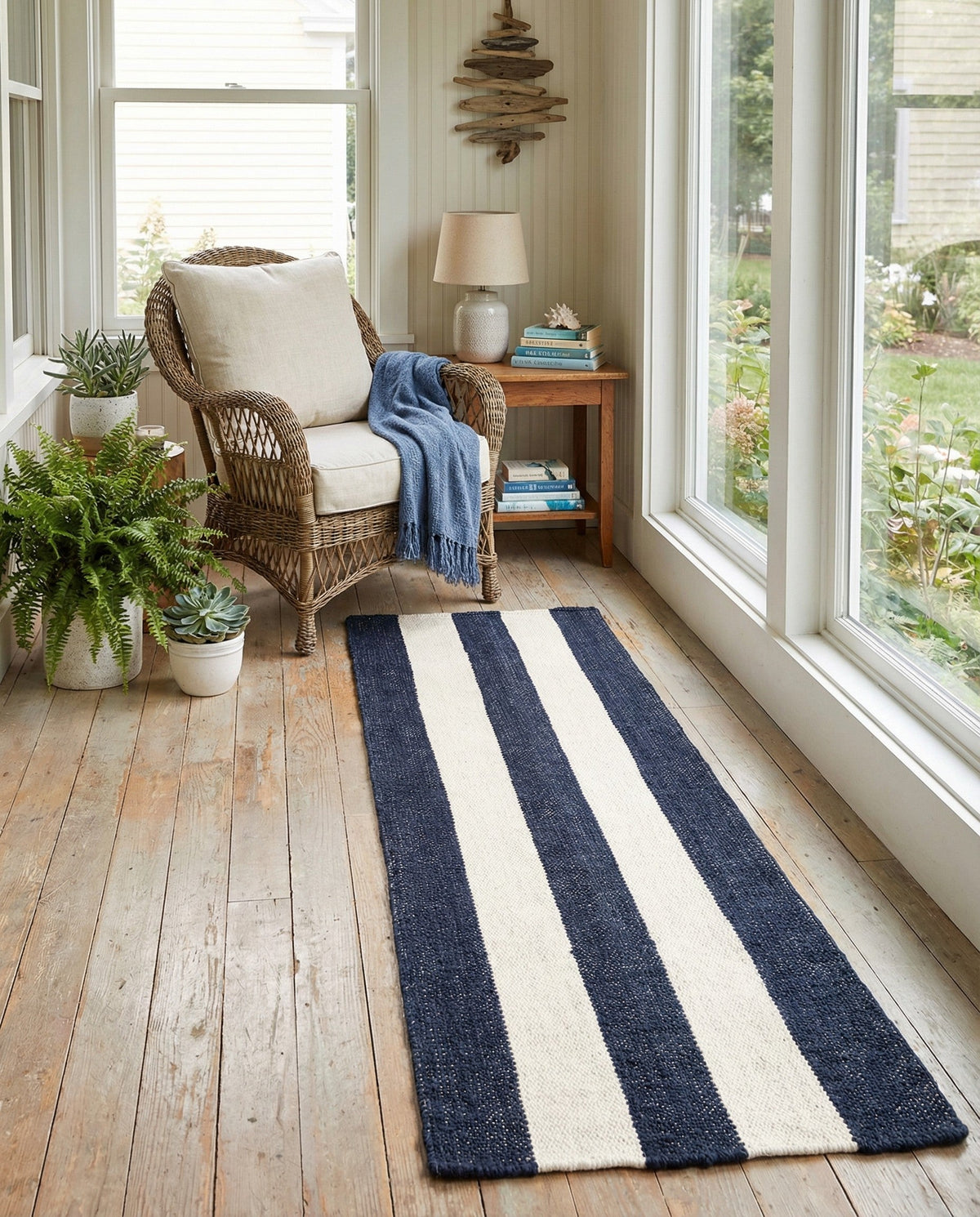 Martha's Vineyard Blueprints Collection Area Rug - Edgartown Runner Nautical Navy  lifestyle 181
