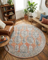 Seville Stripes Collection Area Rug -  Granada (Brick Red) Round Brick Red  lifestyle 59