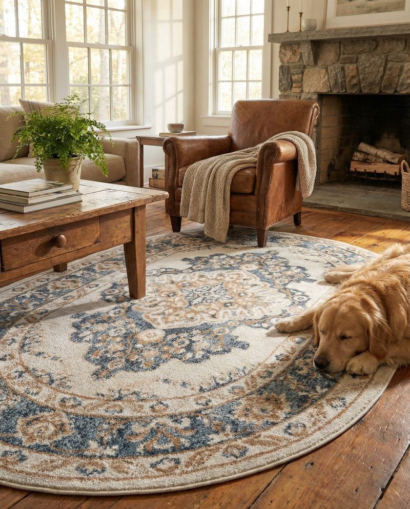 Cambridge Classics Collection Area Rug -  Magdalene (Cream) Oval Cream  lifestyle 31