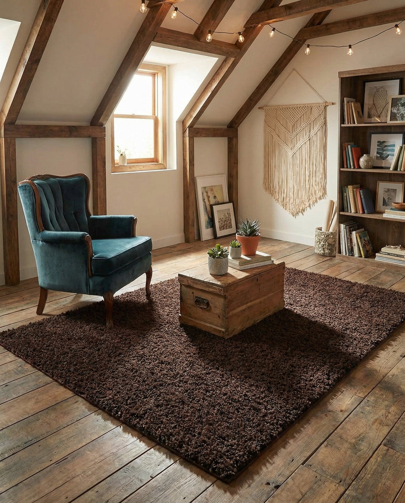 Plush Oasis Collection Area Rug - Serenity (Chocolate Brown) Rectangle Chocolate Brown  lifestyle 36