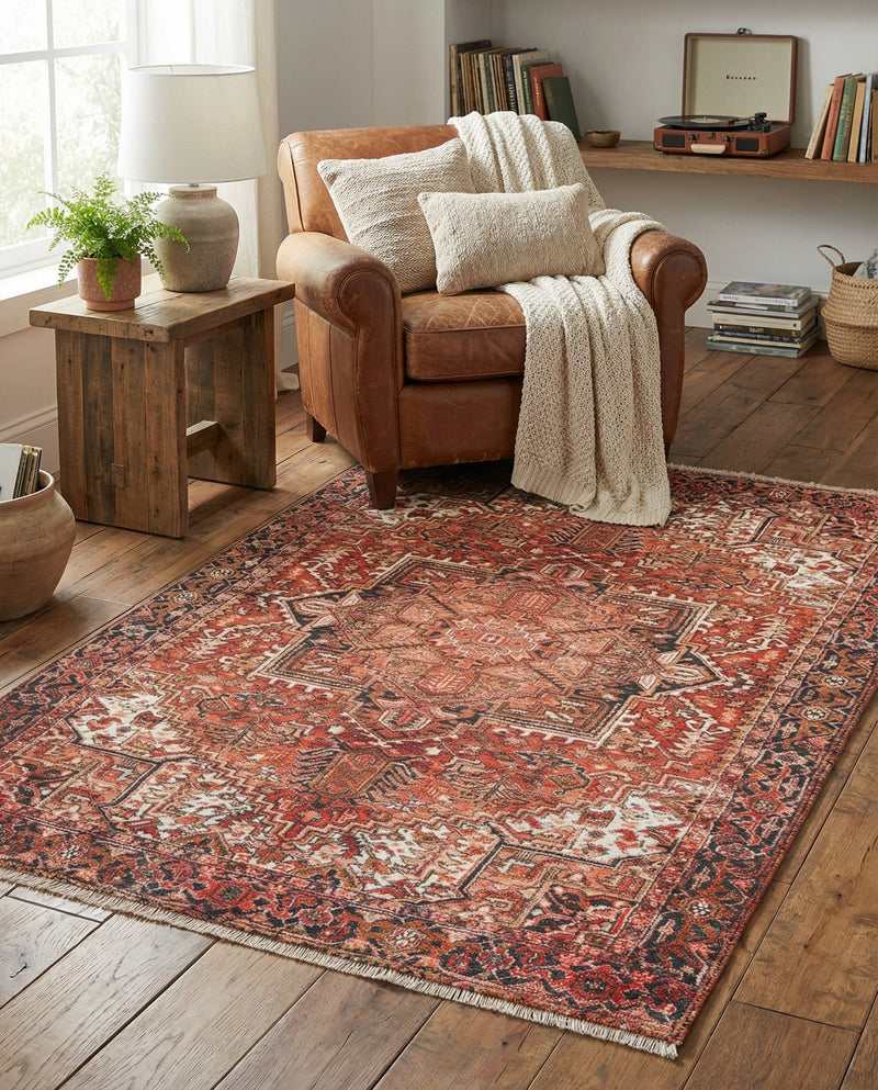 Bazaar Chic Collection Area Rug -  Essaouira Rectangle Rust Red  lifestyle 10