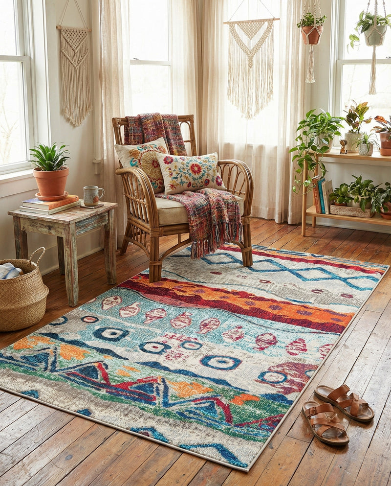Colorburst Oasis Collection Area Rug -  Lagoon Rectangle Multi  lifestyle 20