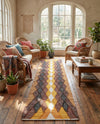 Thar Cotton Collection Area Rug -  Munnar Runner Brown Yellow Black  lifestyle 33